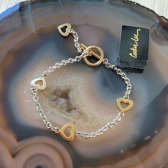 Cookie Lee gold heart bracelet silver NWT - Picture 3 of 5